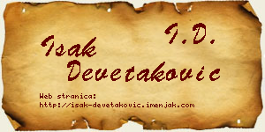 Isak Devetaković vizit kartica